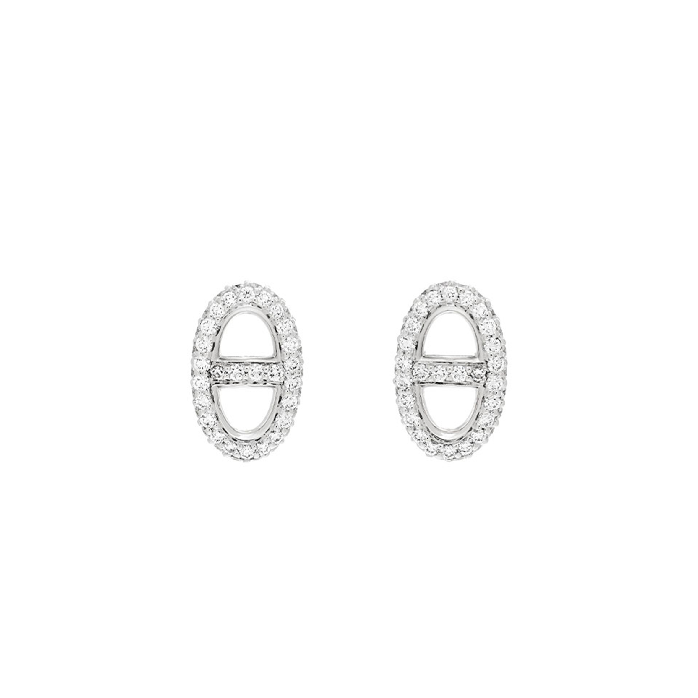 HERMÈS 18K WHITE GOLD DIAMOND NEW FARANDOLE EARRINGS 